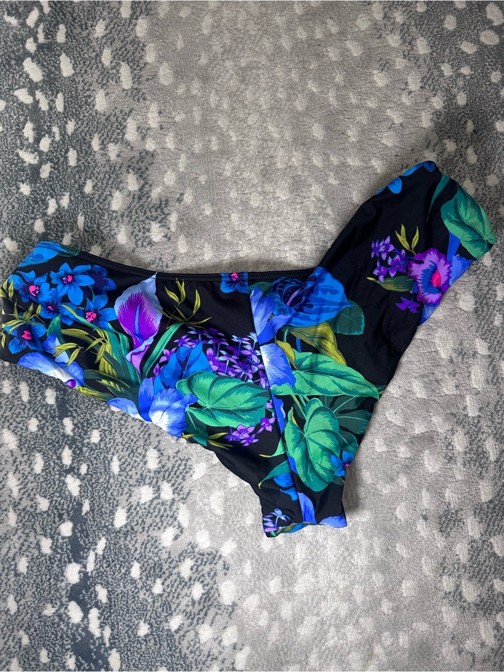 Victoria's Secret Black Floral Bikini Bottom with Blue & Purple Flowers - Picture 5 of 5